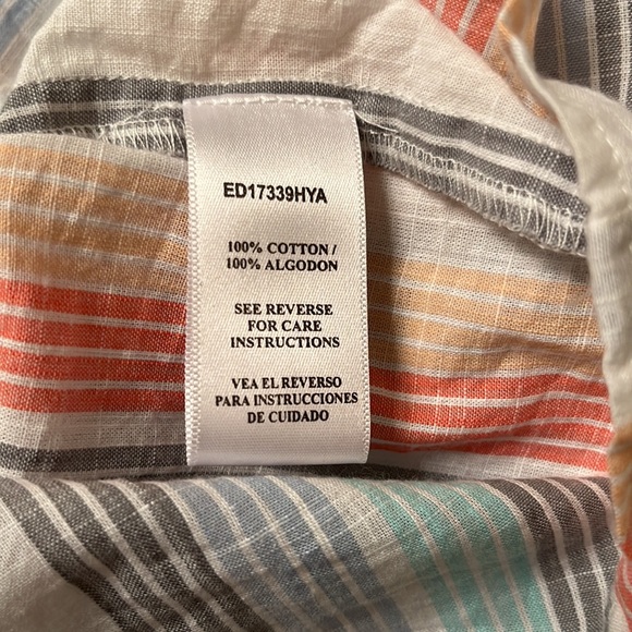 NEW Altar’d State Ivory Blue Green Stripe Smocked Maxi Dress Elastic Waist Small - Picture 9 of 10